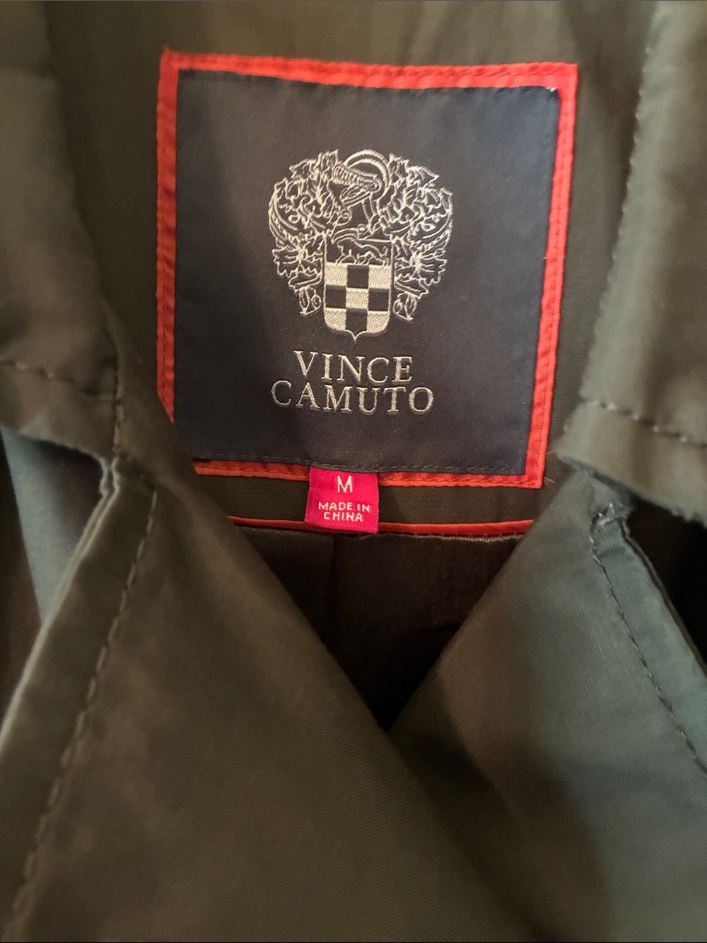 VINCE CAMUTO BELTED TRENCH COAT- GREEN - MEDIUM - EUC - Picture 3 of 14